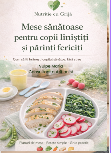 „Mese sănătoase pentru copii liniștiți și părinți fericiți – Ghid practic (PDF)”