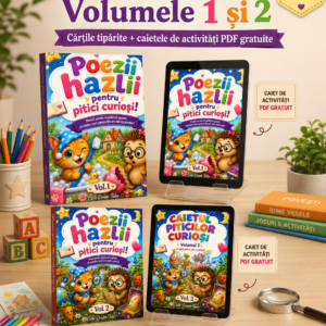 Pachet 1 + 1 – Poezii hazlii pentru pitici curioși, Volumele 1 și 2 + două caiete de activități PDF gratuite