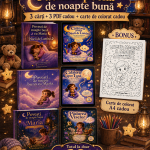 Pachet complet „Povești de noapte bună cu Maria”+ carte colorat pdf cadou