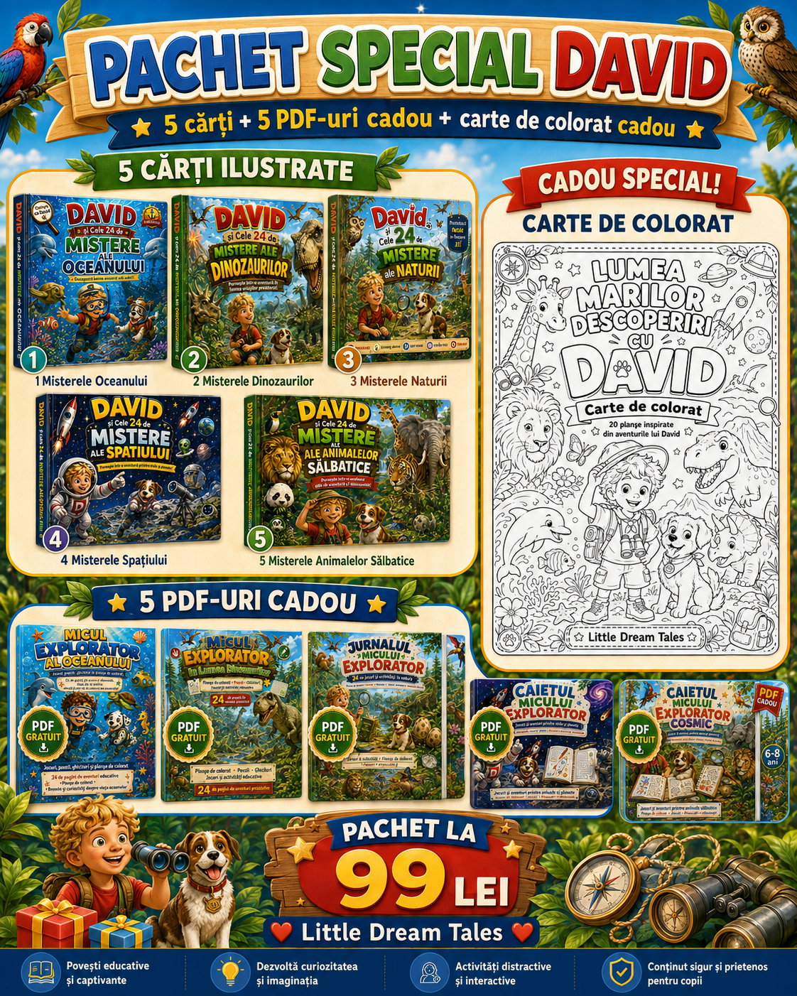 Pachet cărți educative copii 6-8 ani – Colecția David
