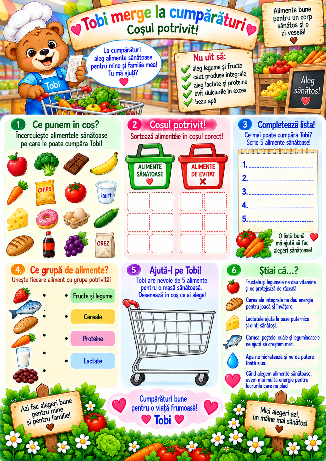 Superputerile din farfurie cu Tobi – Activități despre alimente, gusturi și alegeri echilibrate | PDF A4, 24 pagini, 3–5 ani - imagine 4