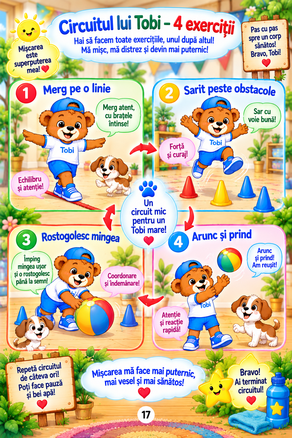 Gimnastica distractivă cu Tobi – Mișcare, echilibru și coordonare | PDF A4, 24 pagini, 3–5 ani - imagine 2
