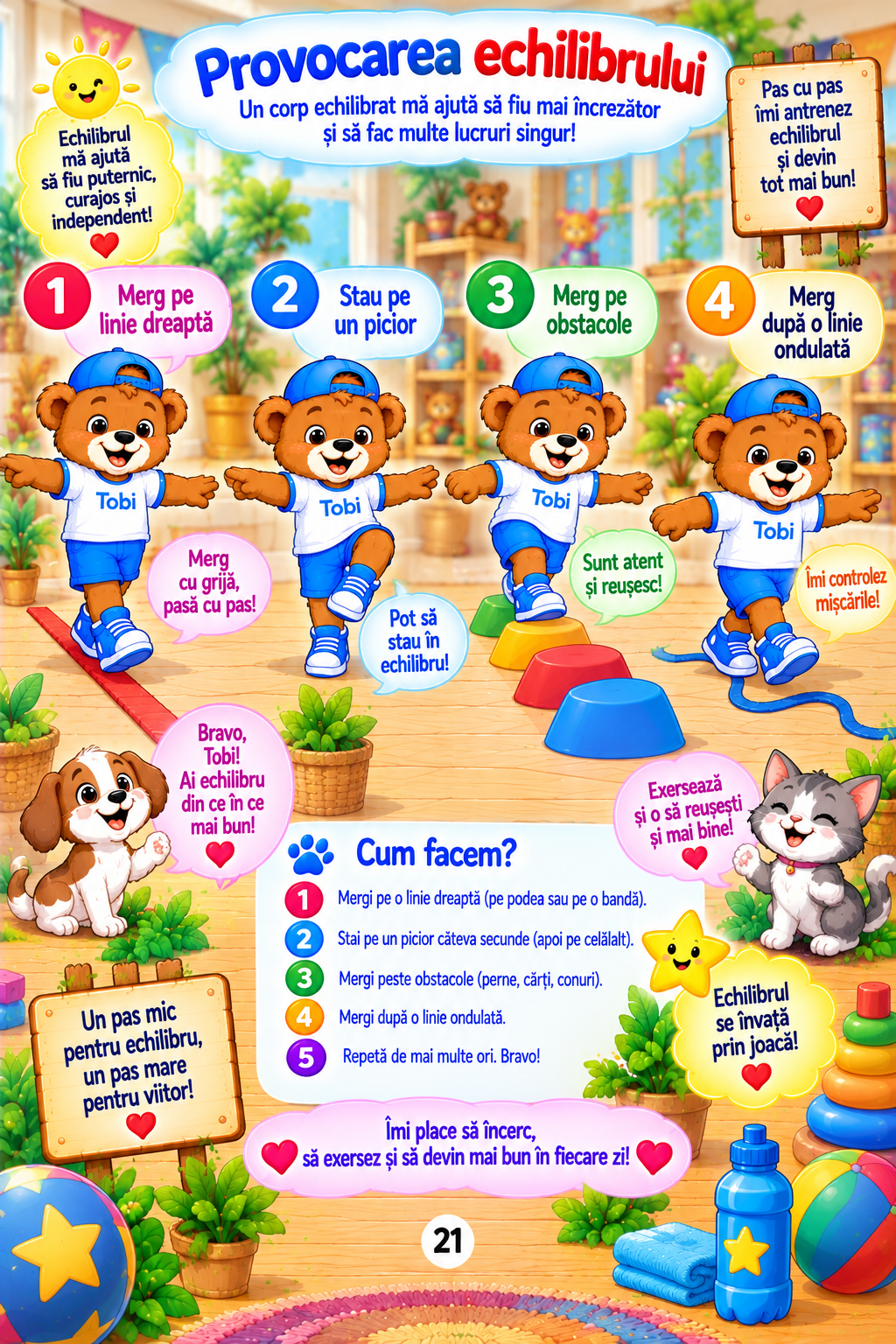 Gimnastica distractivă cu Tobi – Mișcare, echilibru și coordonare | PDF A4, 24 pagini, 3–5 ani - imagine 4